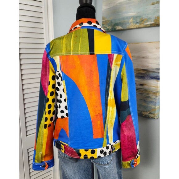 Simply Art by Dolcezza Jacket Multi-Color Abstract Print Artsy Blazer Size Small - Picture 5 of 12